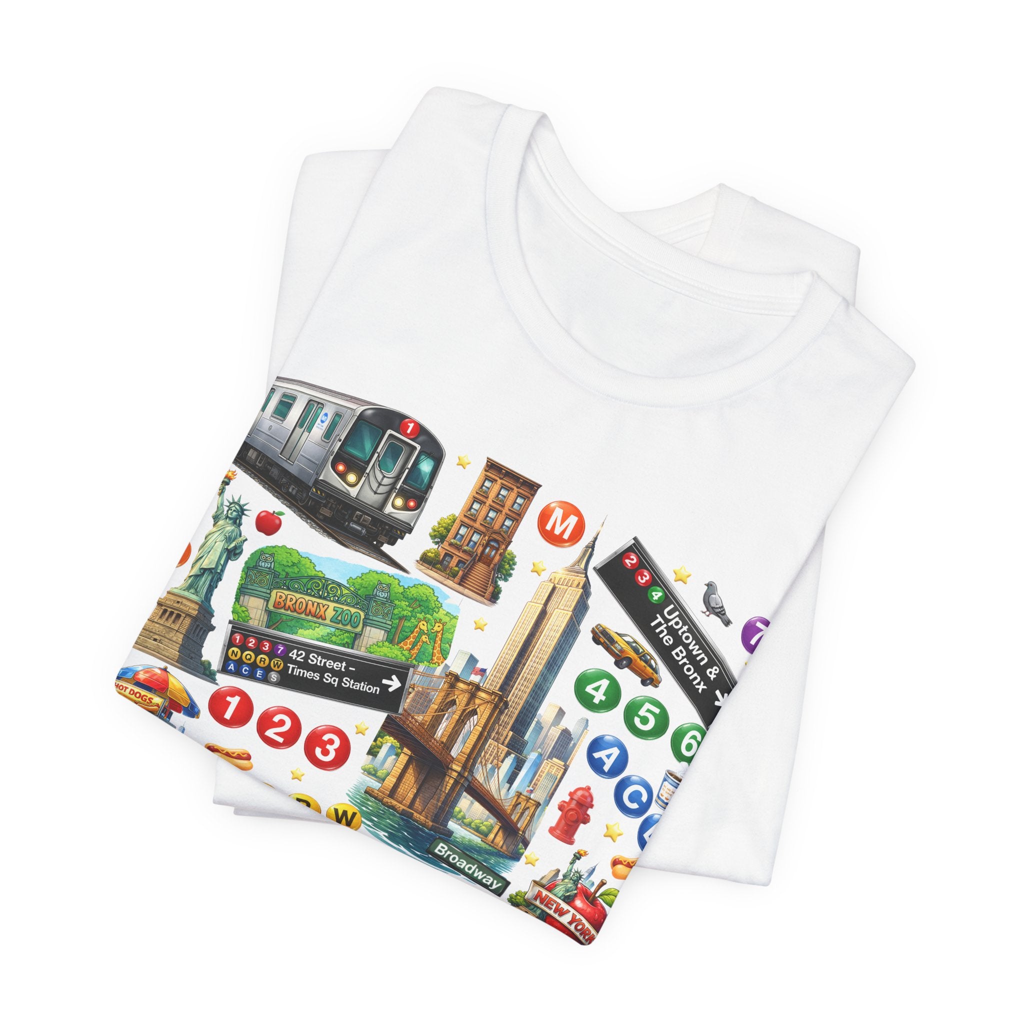 MTA NYC Subway & New York City Collage T-Shirt — Subway, Trains & NYC Highlight Icons Tee