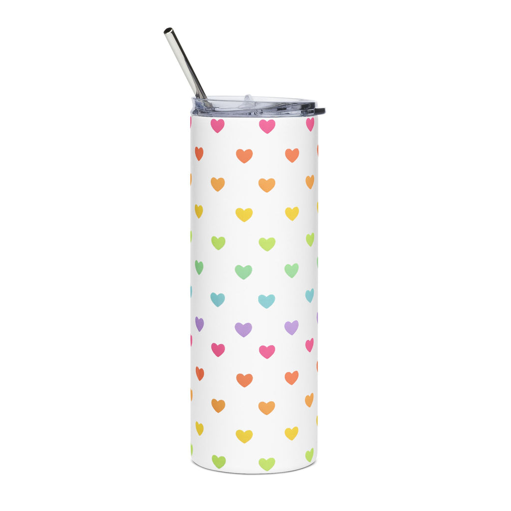 Pastel Fun Hearts Stainless Steel Tumbler, 20oz