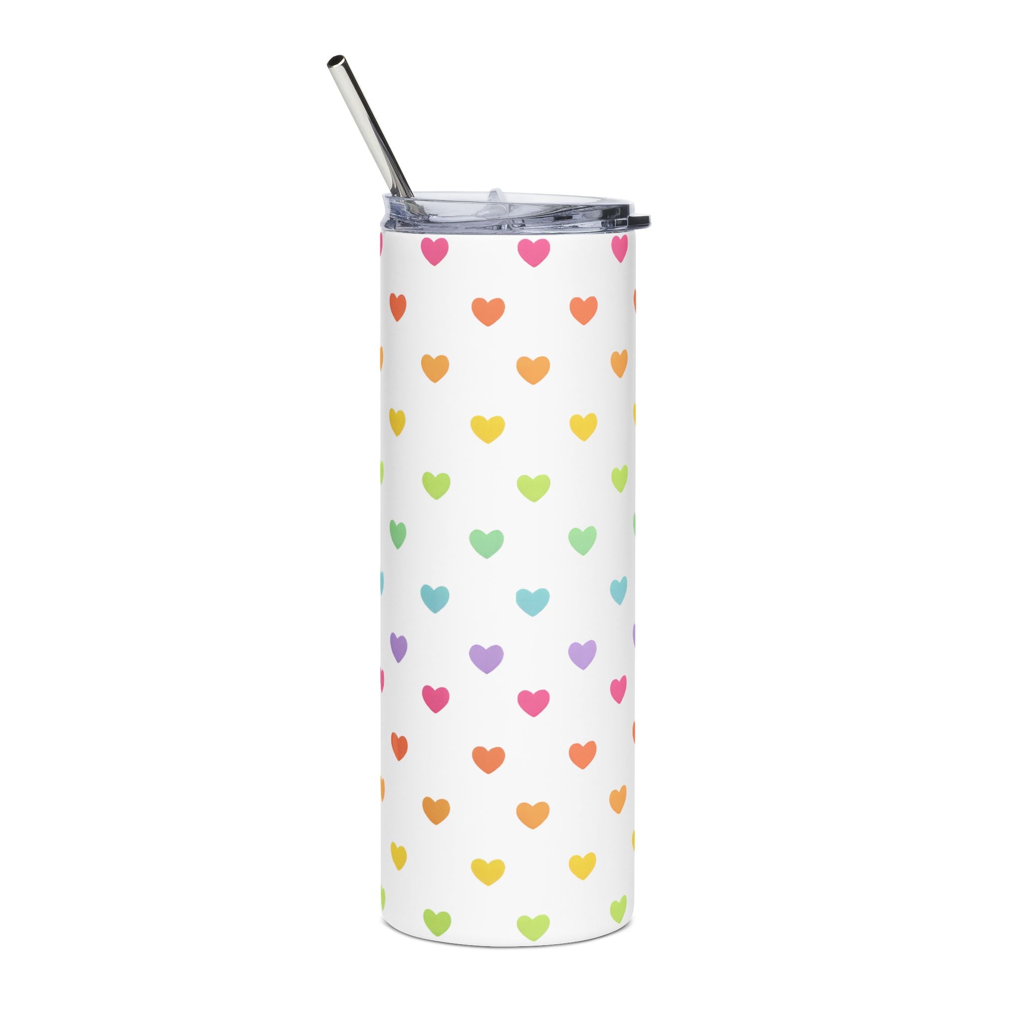 Pastel Fun Hearts Stainless Steel Tumbler, 20oz