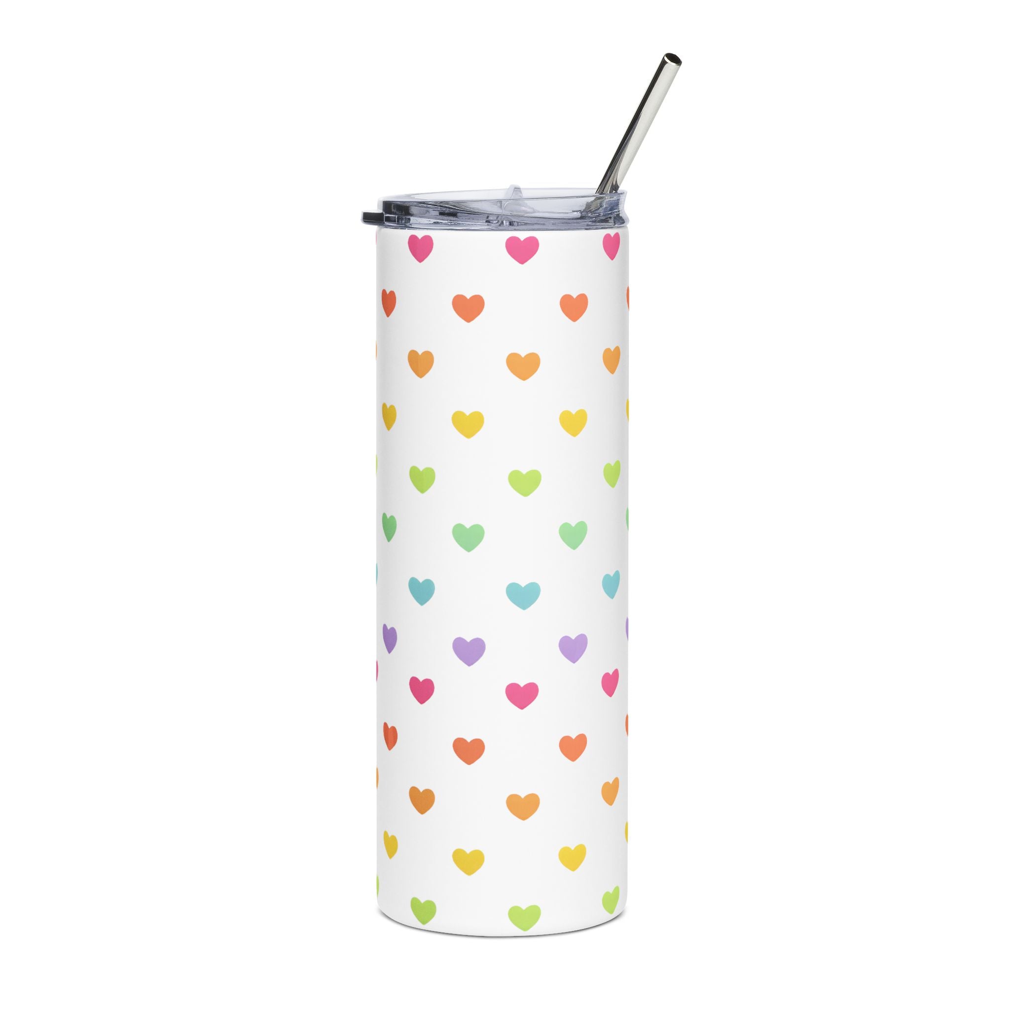 Pastel Fun Hearts Stainless Steel Tumbler, 20oz