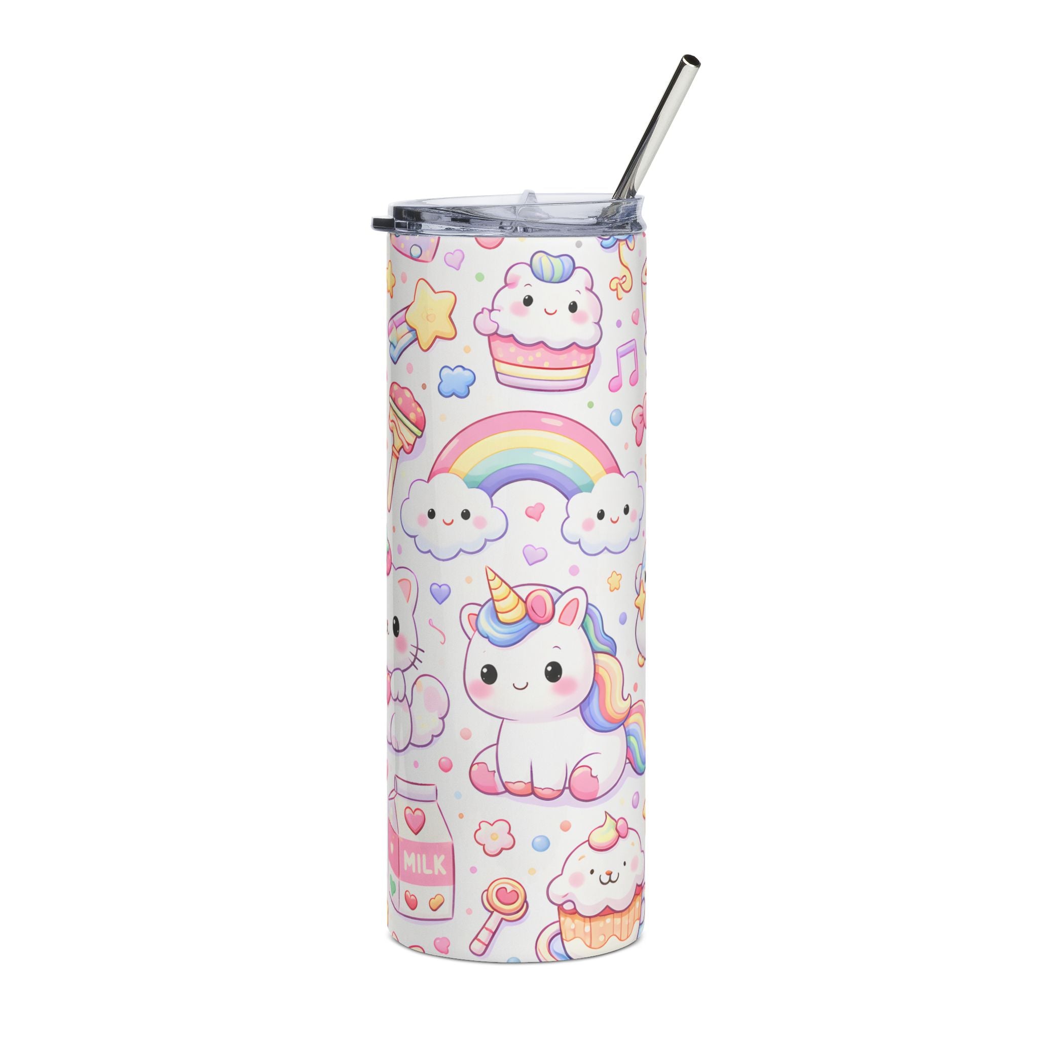 Kawaii Pastel Unicorn and Cute Animals Stainless Steel Tumbler | 20oz