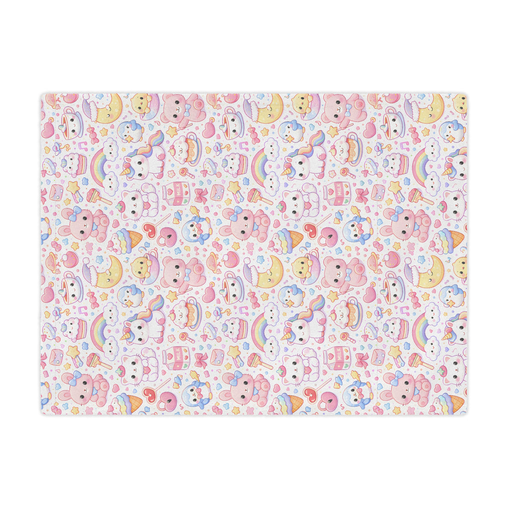 Cute Kawaii Pastel Minky Blanket | Cute Animal Pattern, Rainbows
