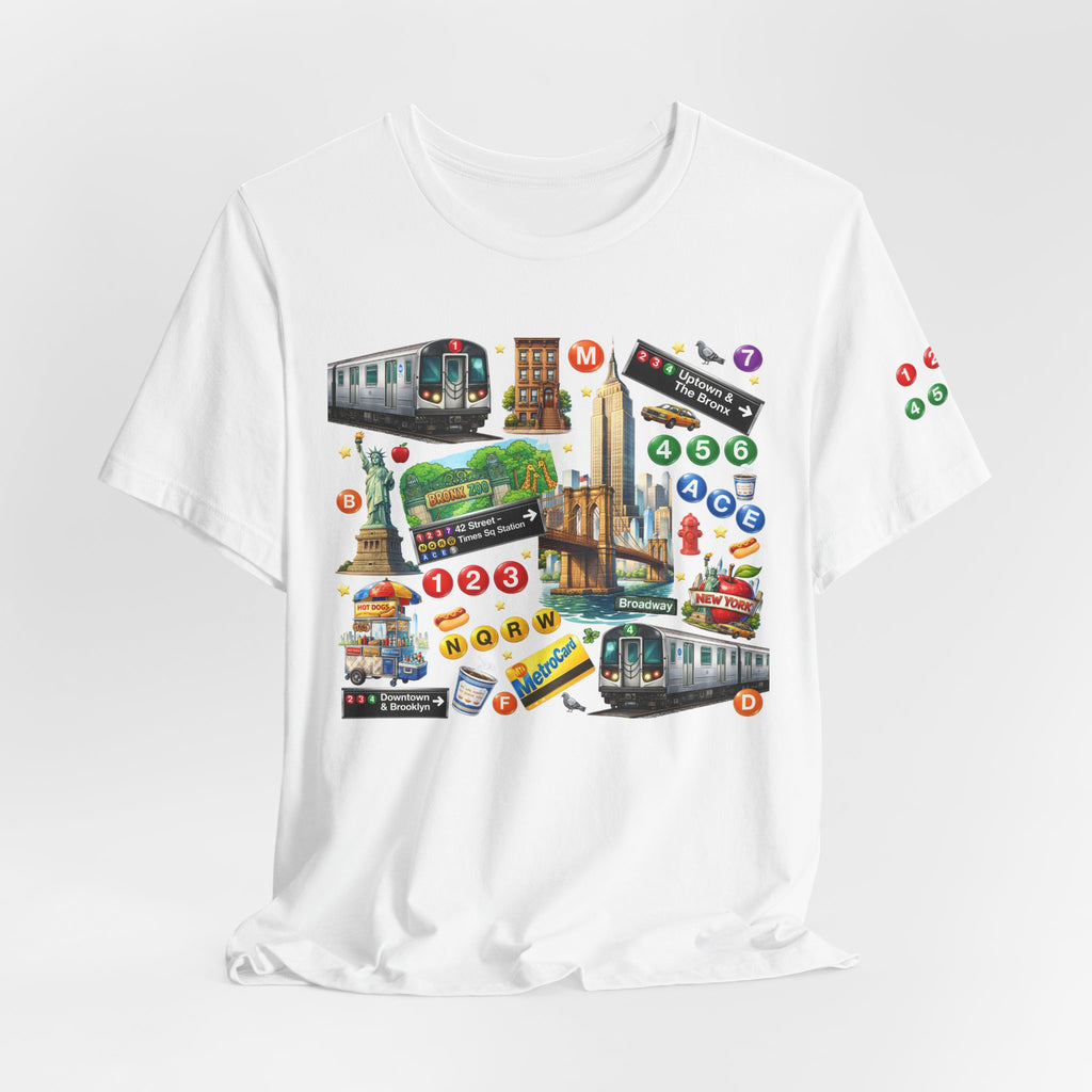 MTA NYC Subway & New York City Collage T-Shirt — Subway, Trains & NYC Highlight Icons Tee