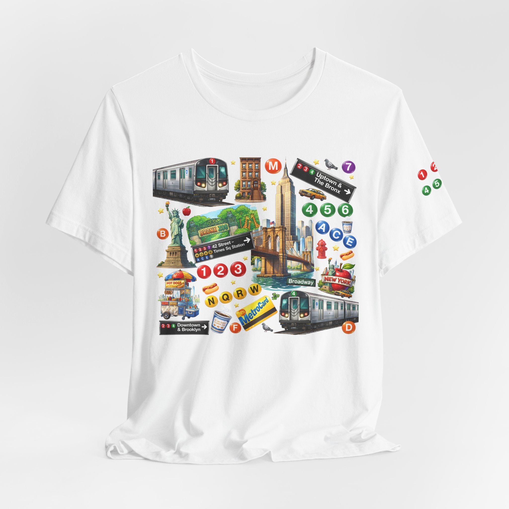 MTA NYC Subway & New York City Collage T-Shirt — Subway, Trains & NYC Highlight Icons Tee