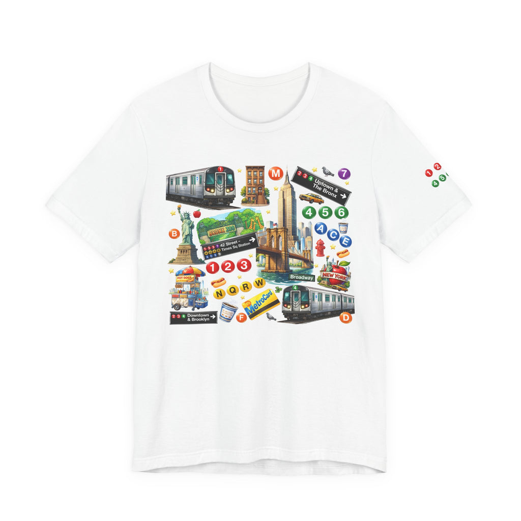 MTA NYC Subway & New York City Collage T-Shirt — Subway, Trains & NYC Highlight Icons Tee