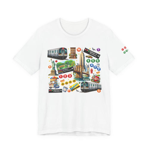 MTA NYC Subway & New York City Collage T-Shirt — Subway, Trains & NYC Highlight Icons Tee