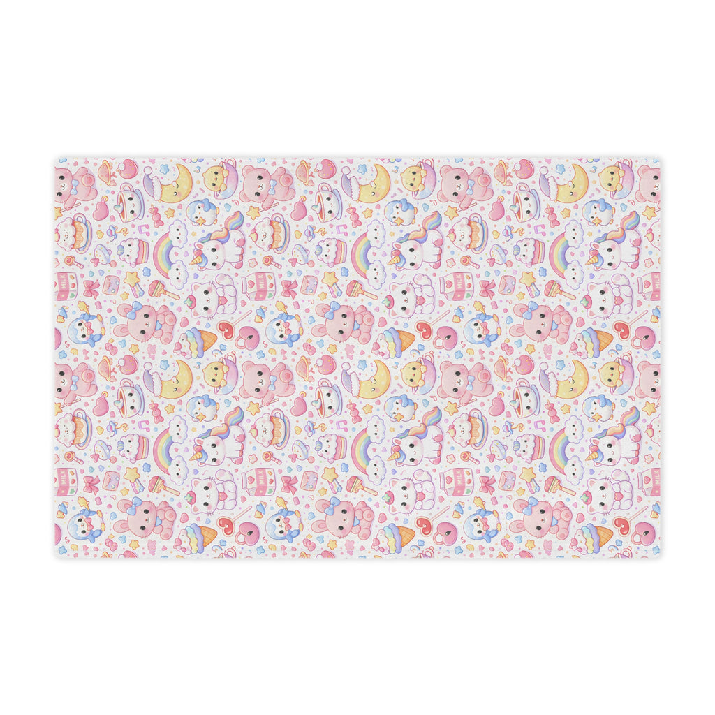 Cute Kawaii Pastel Minky Blanket | Cute Animal Pattern, Rainbows