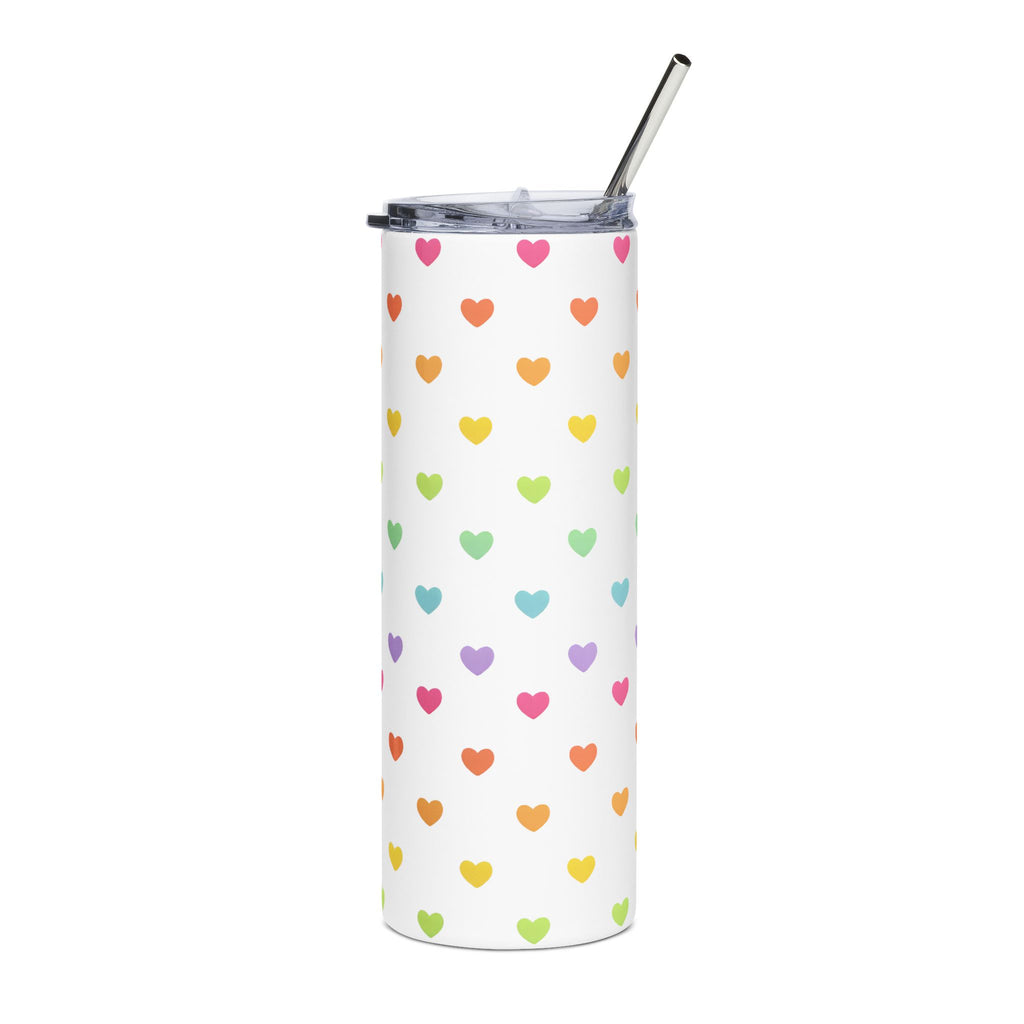 Pastel Fun Hearts Stainless Steel Tumbler, 20oz