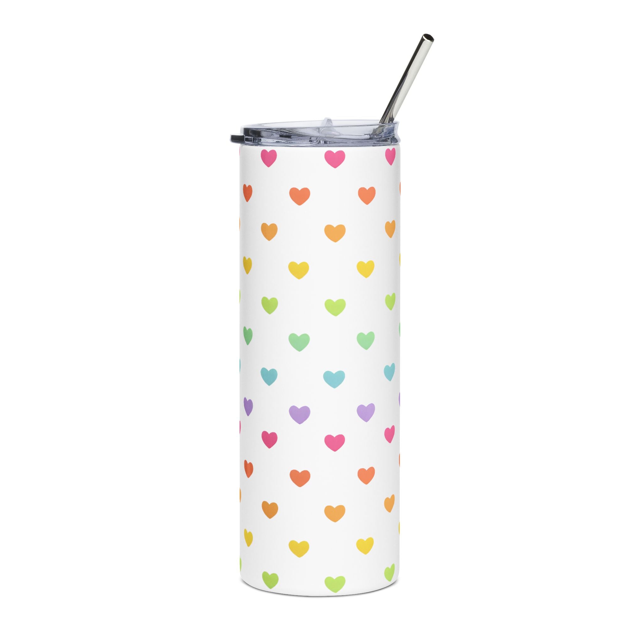 Pastel Fun Hearts Stainless Steel Tumbler, 20oz